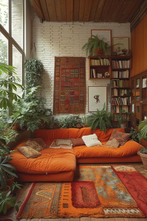 living room decor Moody Living Room With Plants, Nice Furniture Home Decor, Bright Paint Living Room, Mexican Hacienda Interior Design, Catskills Interior Design, Modern Home Decor Inspiration, Colorful Cottage Core Living Room, Maxamilist Boho Decor, Living Room Decor Ideas With Plants