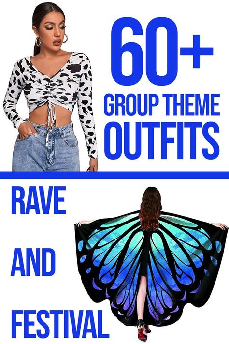 Looking for a group theme with your friends? We gathered and listed the best-themed products, so you get your creativity rolling and get everything you need for your group! Rave Group Theme, Group Festival Outfits Theme, Festival Themed Outfit, Rave Group Outfit Themes, Group Outfits Theme, Festival Theme Outfit, Bestie Rave Outfits, Rave Outfit Themes, Festival Outfits Group