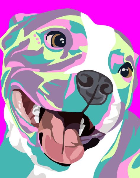 How To Draw Pitbull, Pitbull Art Drawing, Pitbull Art, 골든 리트리버, Dog Modeling, Pop Art Painting, Arte Animal, Dog Drawing, Dog Paintings