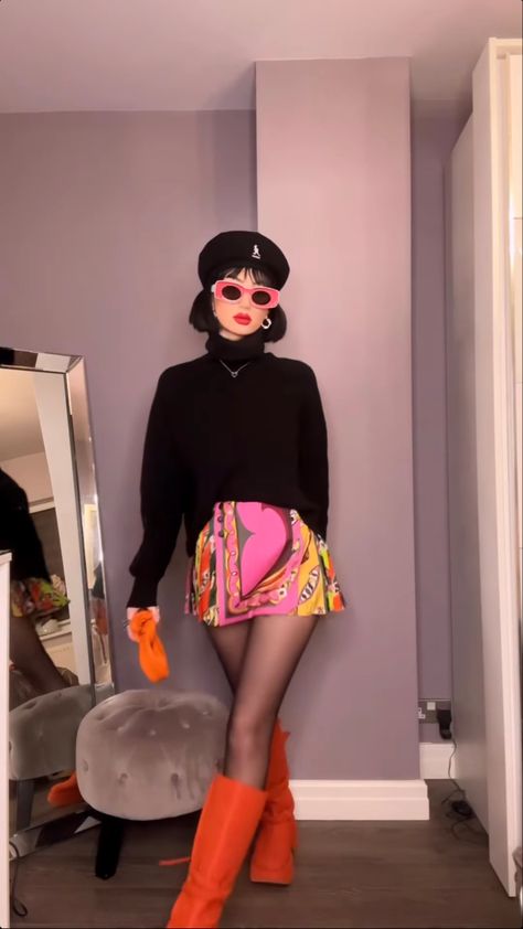 Maximalist Outfit inspo from Eve-Lily 😍 Funky Fancy Outfit, Bold Concert Outfits, Cute Eccentric Outfits, Creative Fashion Outfits, Fall Outfits Maximalist, Go Go Boot Outfit, Maximalist Fashion Aesthetic, Maximalist Party Outfit, Maximalist Fashion Outfits