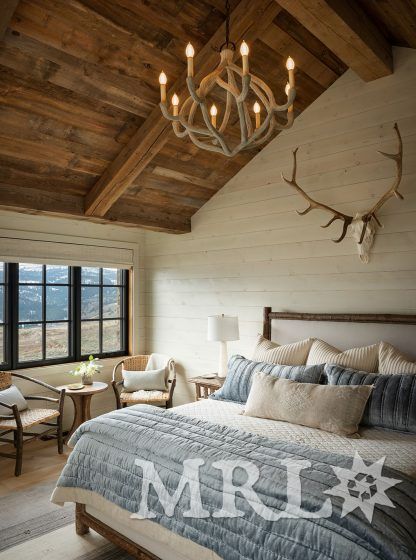 Big 5 - MT Reclaimed Lumber Co Chic Western Bedroom, Ranch Style Bedroom, Western Bedroom Ideas, Sky Journal, Western Bedrooms, Cowhide Chair, Western Rooms, French Oak Flooring, Western Bedroom