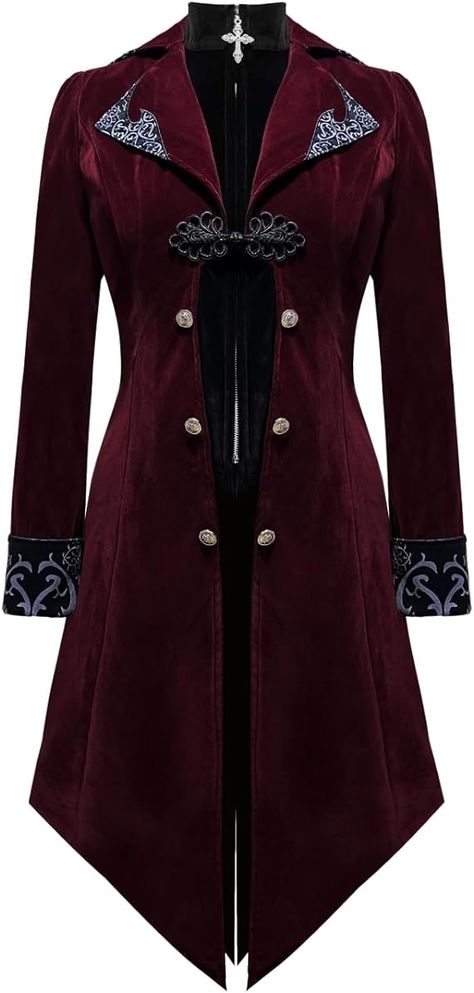 Women Steampunk Outfit, Victorian Frock Coat, Victorian Winter Clothes, Red Victorian Suit, Gothic Steampunk Outfits, Aristocratic Fashion, Gothic Victorian Fashion, Steampunk Suit, Victorian Suits