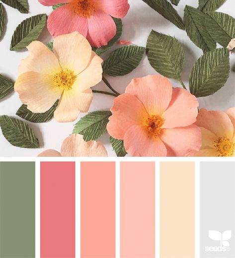 Paper Flora | design seeds | Bloglovin’ Green Coral Color Palette, Nature Inspired Color Palette, Leaves Color Palette, Design Seed, Săpunuri Handmade, صفحات التلوين, Color Schemes Colour Palettes, Color Palate, Lukisan Cat Air