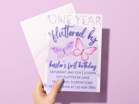 One Year Fluttered By, Butterfly Themed Birthday Party One Year Old, 1 Year Butterfly Birthday, Butterfly Themed First Birthday Party, Butterfly First Birthday Theme, 2nd Birthday Butterfly Theme, One Year Fluttered By Birthday, Our Little Butterfly Is Turning One, Butterfly One Year Birthday