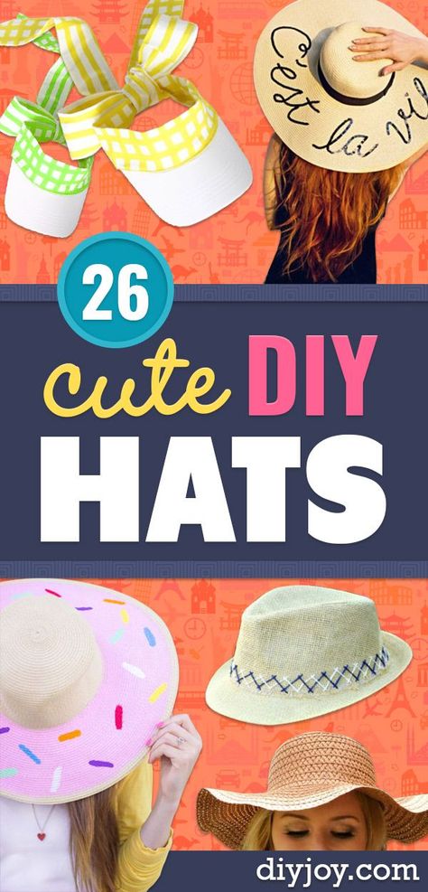 DIY Hats - Creative Do It Yourself Hat Tutorials for Making a Hat - Step by Step Tutorial for Cute and Easy Baseball Hat, Cowboy Hat, Flowers or Floral Tea Party Ideas, Kids and Adults, Knit Cap for Babies Couture, Hat Decorating Ideas Creative, Diy Hat Decorating Ideas, Decorated Hats Ideas, Diy Hats For Women, Diy Cowboy Hats, Party Ideas Kids, Floral Tea Party, Diy Hats