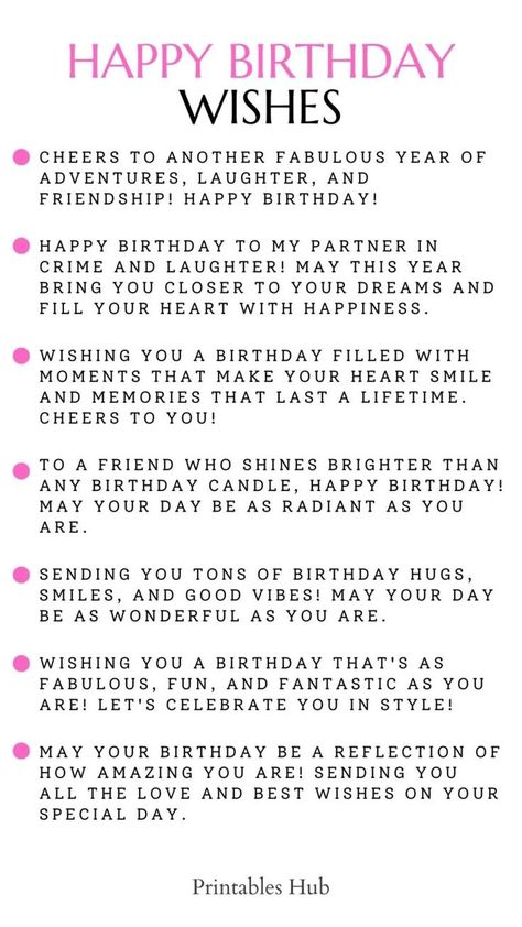 Printable Lists Of Happy Birthday Wishes Funny Wishes For Best Friend Birthday, Birthday Wishes For Best Friend, Special Happy Birthday Wishes, Wishes For Best Friend, Happy Birthday Captions, Funny Birthday Message, Happy Birthday Wishes For A Friend, Birthday Message For Friend, Message For Best Friend