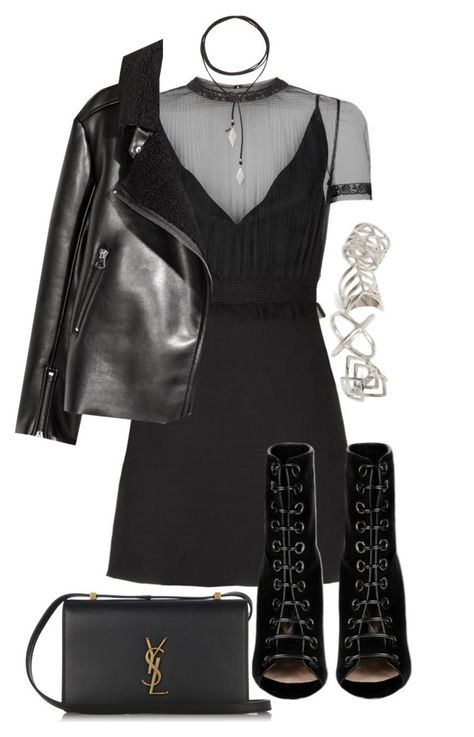 @moodykendall Rocker Chic, Ssense Fashion, Outfit Looks, Outfits Polyvore, Barbara Bui, Vanessa Mooney, Look Boho, Looks Black, Chic Outfit