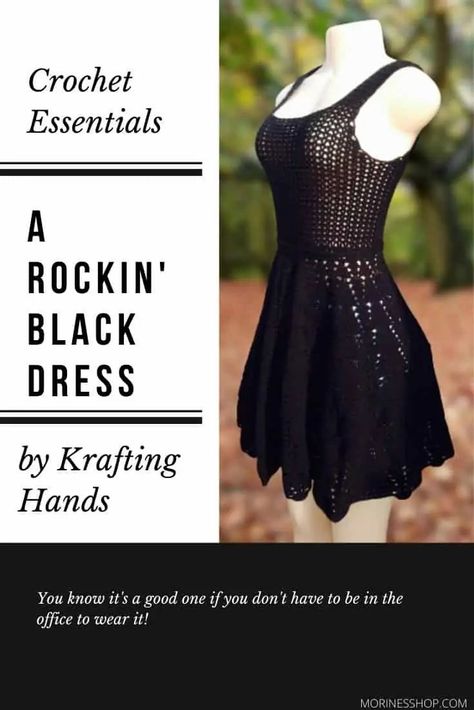 Crochet Witch Dress Pattern, Crochet Goth Clothes Pattern, Crochet Witch Dress, Crochet Projects Outfits, Cute Crochet Clothes Patterns Free, Pentagram Crochet Top, Crochet Shirt Free Pattern Simple, Free Dress Crochet Patterns, Goth Crochet Free Pattern