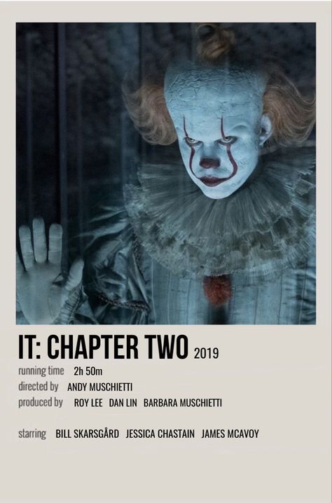minimal polaroid movie poster for it: chapter 2 It Follows Movie Poster, It Chapter 2 Poster, Horror Movie Aesthetic Posters, Minimalistic Movie Posters Classic, Halloween Movies Polaroid Poster, Movie Posters Minimalist Horror, Movie Prints Horror, Horror Movie Prints, Scary Movies Posters