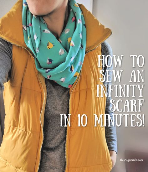 Amigurumi Patterns, Infinity Scarf Sewing Pattern Free, How To Make An Infinity Scarf, How To Sew A Scarf, Diy Simple Crafts, Scarf Sewing, Pilgrim Life, Infinity Scarf Tutorial, Sewing Scarves