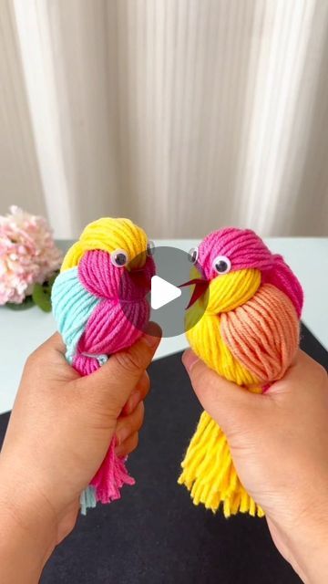 How To Make Birds With Paper, Crafts With Pasta, Macrame Crafts Diy, Macrame For Kids, String Art For Kids, Macrame Bird, Yarn Birds, Kids Handicraft, 100k Views