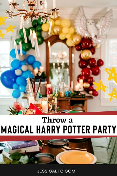 Harry Potter Party Theme Decoration, Harry Potter Balloon Ideas, Harry Potter Birthday Centerpiece Ideas, Hogwarts Party Decoration, Harry Potter Decorations Party Birthdays, Harry Potter Balloon Arch, Harry Potter Balloon Garland, Harry Potter Birthday Theme, Harry Potter Backdrop