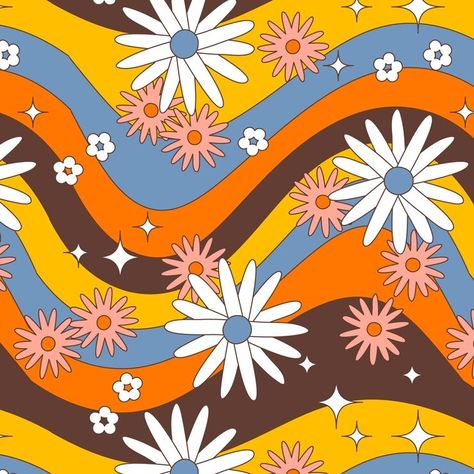 Free Vector | Hand drawn groovy flower pattern Flower Power Wallpaper, Groovy Flowers, Power Wallpaper, Wallpaper Laptop, Vector Hand, Flower Pattern, Flower Power, Flower Patterns, Free Vector