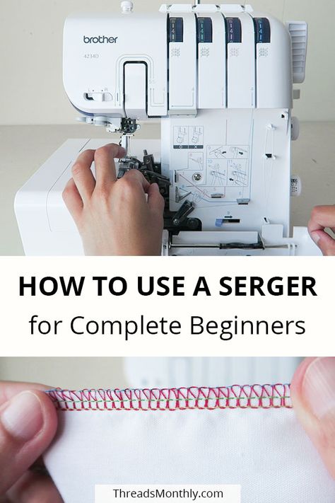 Surging With A Sewing Machine, Brother Serger 1034d Cheat Sheet, Couture, How To Use An Overlocker, Surger Sewing Machine, How To Use Brother Sewing Machine, Serger Sewing Machine, Brother Serger 1034dx Tutorials, How To Thread A Serger