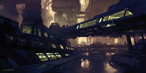 Science Fiction / Cyberpunk / Fantasy Art Dump (147 pieces) - Album on Imgur Croquis, Future City, Science Fiction Art, Cyberpunk Vibes, Industrial District, Sci Fi City, Space Artwork, Spaceship Art, Futuristic City