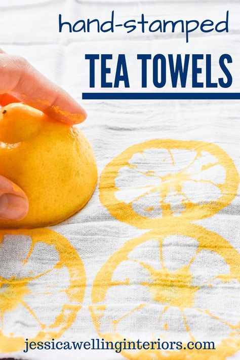 Stamp On Fabric Diy, Tea Towel Printing Diy, Fruit Stamped Tea Towels, Amigurumi Patterns, Stamped Napkins Diy, Flour Sack Dish Towels Diy, Stamp Fabric Diy, Hand Painted Tea Towels Diy, Stamped Dish Towels Diy