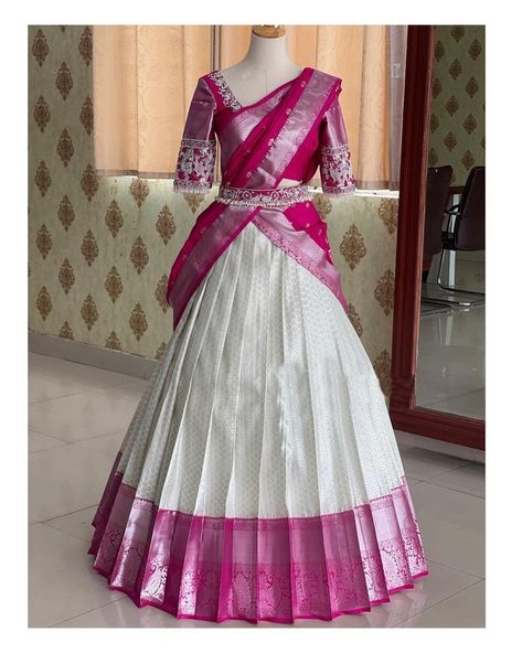 Bollywood Wedding, Silk Half Saree, Banarasi Fabric, Banarasi Lehenga, Half Saree Lehenga, Stitched Lehenga, Lehenga Blouse Designs, Lehenga Skirt, Half Saree Designs