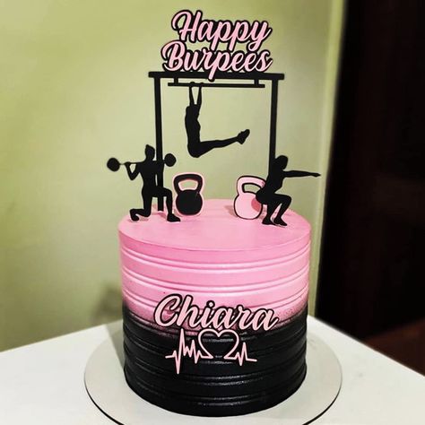 Themed Cakes, Workout Cake, Bolo Crossfit, Fitness Cake, Gym Cake, Bolo Fit, Birthday Cake Toppers, Amazing Cakes, Silhouette Studio