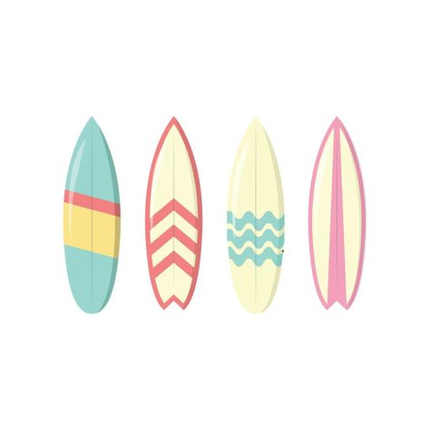Surfboard Easy Drawing, Surf Board Clipart, Surf Board Cartoon, How To Draw Surfboard, Beach Border Design, Beach Elements Illustration, Surfboard Drawing Simple, Beach Vector Illustration, Surf Board Illustration