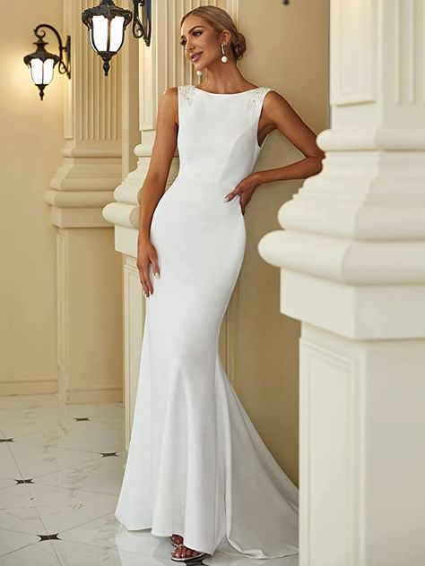 Bodycon Wedding Dress, Conservative Wedding Dress, Wedding Dresses Mermaid Trumpet, Boat Neck Wedding Dress, Casual Wedding Dresses, Fishtail Wedding Dress, Wholesale Wedding Dresses, Neck Wedding Dress, Wedding Dresses Mermaid