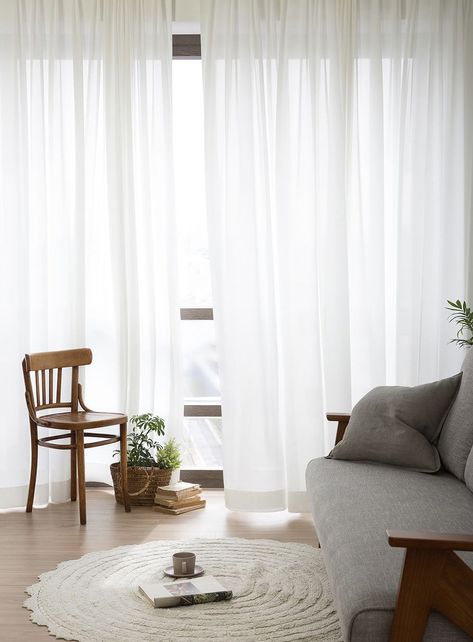 White Sheer Curtains Bedroom, Sheer Curtain Bedroom, White Curtains Living Room, Chiffon Curtains, Sheer Curtains Bedroom, Modern Sheer Curtains, Sheers Curtains Living Room, White Curtains Bedroom, Apartment Curtains