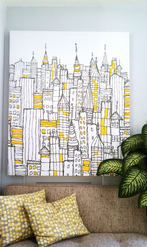 Peisaj Abstract, Yellow Canvas Art, Illustration Kunst, Diy Wand, Whole Cloth Quilts, Creative Wall Art, Simple Wall Art, Ideas Hogar, Cool Wall Art