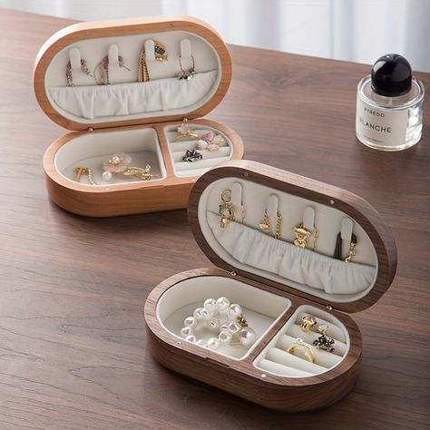 Faster shipping. Better service Necklace Storage, Large Jewelry Box, Girls Jewelry Box, Ring Storage, Travel Jewelry Box, Small Necklace, Travel Box, Gelang Manik, Wooden Accessories