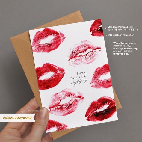 Paper Made Gifts, Home Made Gift For Boyfriend, Personal Valentines Gifts For Him, Valentine's Day Present, All Kisses For You Card, All Kisses For You, Only For You, Kiss On Paper Lipstick For Boyfriend, Lipstick Card For Bf