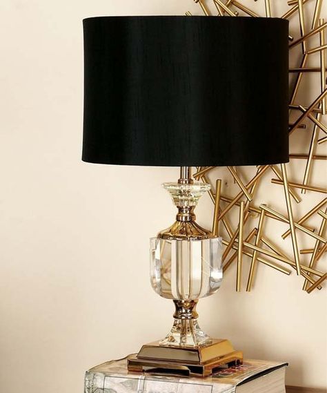 Salt Lamp Decor, Glam Style Living Room, Old Hollywood Decor, Glam Lamps, Black And Gold Living Room, Glam Table Lamps, Black Gold Bedroom, Hollywood Decor, Gold Bedroom Decor