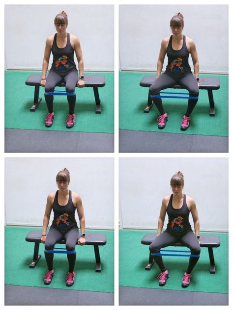 7 Glute Activation Moves You Don't Need To Get Down On The Ground For | Redefining Strength Hip Displaysia, Hip Abductor Exercises, Mini Band Exercises, Hip Abductors, Redefining Strength, Leg Workout With Bands, Glute Activation Exercises, Seated Exercises, Desk Workout