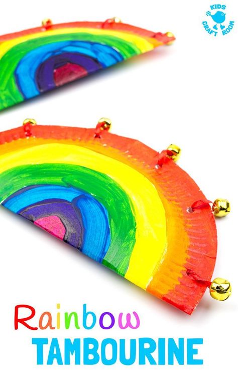 RAINBOW PAPER PLATE TAMBOURINE CRAFT - A fab homemade musical instrument to inspire creativity and fun. Kids will love to sing and dance with colourful rainbow paper plate tambourines. Special Needs Crafts Adults, Music Study Preschool, Theater Crafts For Kids, Tambourine Craft, Spin Drum, Theatre Crafts, Instrument Craft, Homemade Musical Instruments, Sing And Dance