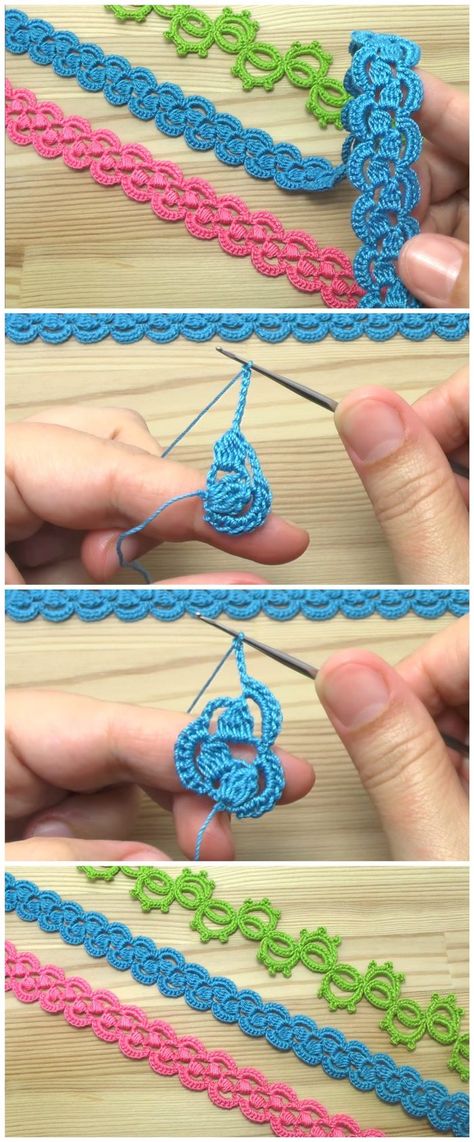 How To Crochet Ribbon Lace #crochet #crochetlace #freecrochet #crochettutorial Cordon Crochet, Crochet Ribbon, Beau Crochet, Crochet Lace Collar, Bracelet Crochet, Crochet Embellishments, Confection Au Crochet, Crochet Cord, Crochet Simple
