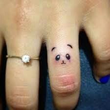 Panda finger tattoo Tiny Tattoo, Tiny Finger Tattoos, Tattoo Diy, Panda Tattoo, Shape Tattoo, Small Girl Tattoos, Finger Tattoo, Diy Tattoo, Pattern Tattoo