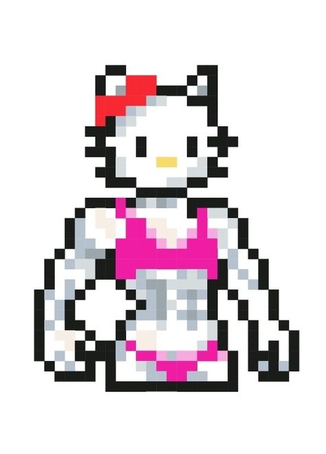 Pixel Art Hello Kitty, Hello Kitty Pixel Art, Hello Kitty Pixel, 32x32 Pixel Art Grid, Pixel Art Ideas, Hama Art, Easy Perler Beads Ideas, Art Perle, Easy Pixel Art