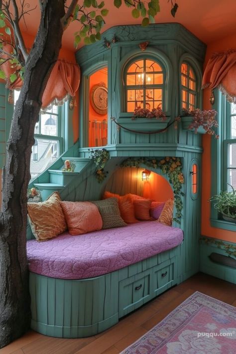 Coastal Bedroom Decor, Library Lounge, Bright Bedroom, Casa Hobbit, Whimsical Home Decor, Old School Bus, Cabin Living Room, Cool Kids Rooms, Whimsical Home