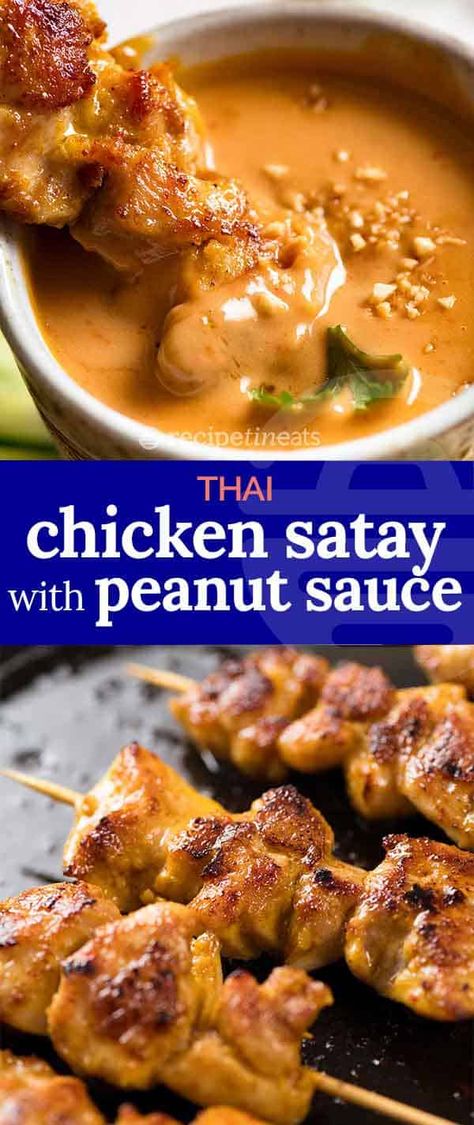 Thai Chicken Recipes Peanut Sauce, Thai Chicken Peanut Sauce, Chicken Saute With Peanut Sauce, Recipe Tin Eats Recipes, Thai Chicken Skewers, Chicken Saute, Thai Satay, Chicken Satay With Peanut Sauce, Tin Eats