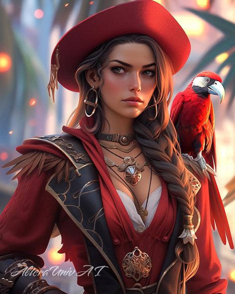 The Pirate Queens and Their Feathered Friends 🩵🩷💚 Sail back in time to an age of adventure and bravery, where these captivating pirates… | Instagram Pirate Women, Pirate Lady, Drunken Master, Drawing Pics, Girl Pirates, Lady Pirate, Pirate Queen, Pirate Woman, Pirate Life