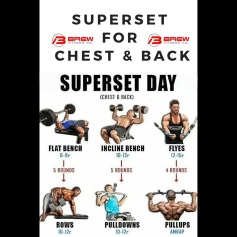 Super Set Chest Workout, Superset Chest Workout Men, Superset Back Workout, Chest And Back Superset Workout, Supersets Workout Men, Chest Back Superset Workout, Chest And Back Workout Gym, Lat Exercises At Home, Superset Workout Men