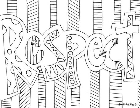Printable Doodle Art Coloring Pages Respect Drawing Markers, Fast Finishers, Quote Coloring Pages, Writing Utensils, Color Quotes, Character Education, Free Printable Coloring, Positive Messages, Free Printable Coloring Pages