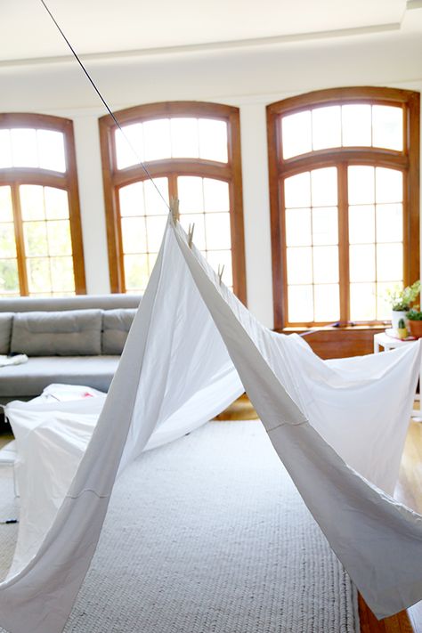 How to Build a Living Room Fort - Say Yes Living Room Fort Movie Nights, How To Build A Fort With Blankets Easy, Fort In Living Room, Sleepover Fort Ideas Easy, Romantic Fort Dates, How To Make A Blanket Fort, How To Build A Fort With Blankets, Living Room Fort Ideas, Living Room Fort For Adults