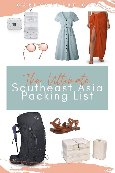 What To Wear In Asia, What To Wear In South East Asia, Outfit Ideas For Vietnam Trip, Cambodia Packing List For Women, Southeast Asia Outfits What To Wear, Asia Packing List For Women, Asia Backpacking Outfit, What To Wear To Thailand, South East Asia Outfits Travel Fashion