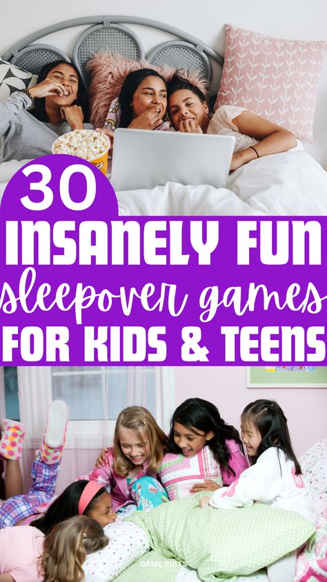 sleepover games Games For Sleepovers Teens, Activities For A Sleepover, Pajama Party Games For Kids, Crazy Games To Play With Friends, Teen Games To Play With Friends, Sleepover Games For Girls Kids, Sleepover Games For 3 People, Sleepover Games To Play, Easy Sleepover Ideas