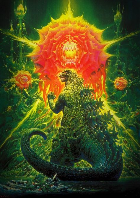 Noriyoshi Ohrai's Original Godzilla Posters Are Freaking Amazing Godzilla Vs Biollante, Noriyoshi Ohrai, Original Godzilla, Art Geek, Godzilla Wallpaper, Godzilla 2014, Japanese Monster, Kaiju Art, Kaiju Monsters