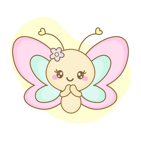 Cute Drawings Butterfly, Butterfly Cute Drawing, Butterfly Drawing Cute, Cartoon Butterfly Drawings, Butterfly Cartoon Drawing, Cute Butterfly Illustration, How To Draw A Butterfly, Cute Butterfly Cartoon, Cute Butterfly Drawing