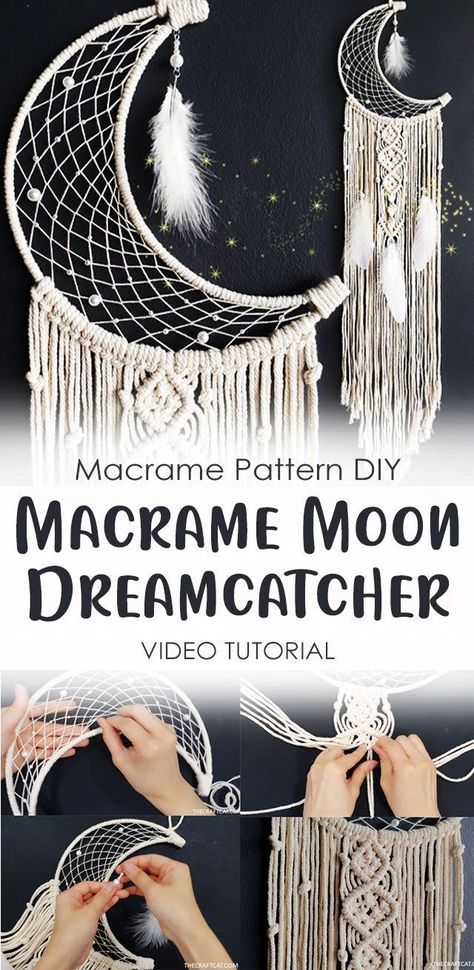 Dreamcatcher Tutorial, Calming Home Decor, Calming Home, Macrame Moon, Macrame Wall Hanging Ideas, Diy Dream Catcher Tutorial, Dream Catcher Tutorial, Macrame Wall Hanging Tutorial, Moon Dreamcatcher