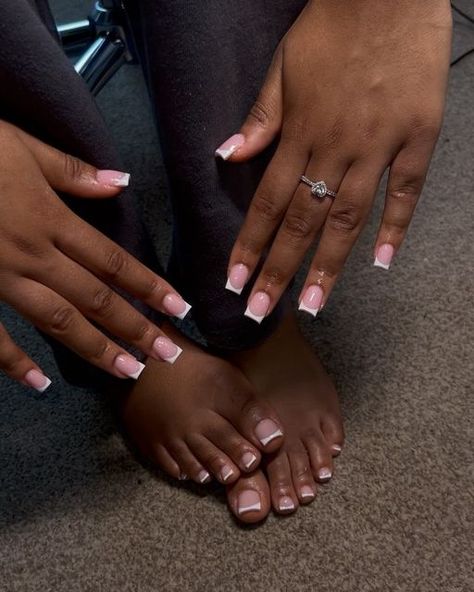 Solar French Tip Nails Short, Long Classy Nails Simple, French Tip Set Nails And Toes, White Bday Nails, Cute Simple Short Nails, Rectangle Nails, Milky White Acrylic Nails, French Toe Nails, Cute Pink Nails