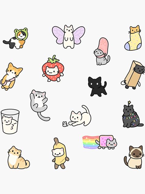 " cute cat memes pack" Sticker for Sale by Daniel .st | Redbubble Cute Doodles For Journaling, Cartoon Cats Cute, Funny Cat Drawings Art, Cute Seal Illustration, Cat Journal Page, Cute Cat Art Illustrations, Cat With Yarn Drawing, Cute Drawing Stickers, Drawings For Stickers