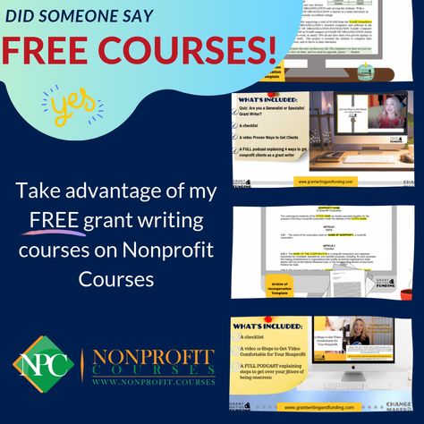 Free Grant Writing Courses, Freelance Consultant, Nonprofit Grants, Grant Proposal Writing, Vision Mission, Fund Raiser, Grant Proposal, Grant Writing, Proposal Writing