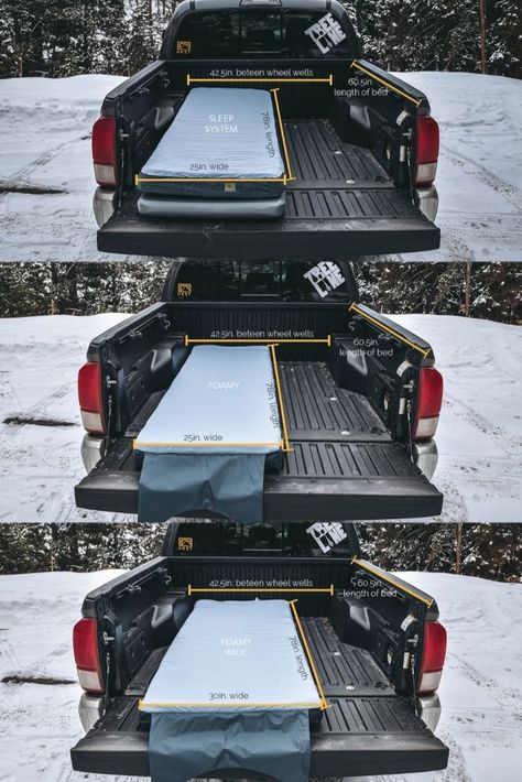 Toyota tacoma with a HEST mattress sizing in the back of the truck bed. Toyota Tacoma Camping, Tacoma Camping, Car Top Tent, Truck Bed Camping, Truck Bed Camper, Truck Beds, Tacoma Truck, Camping Mattress, Single Mattress