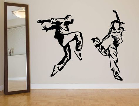 Dance Class Wall Painting Ideas, Dance Studio Wall Art, Dance Studio Wall Design, Dance Wall Painting, Hip Hop Room, Dance Studio Lobby, Dance Room Decor, Dance Bedroom, Dancing Room